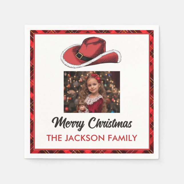 Serviette En Papier Fête Casquette de Noël de l'Ouest (Devant)