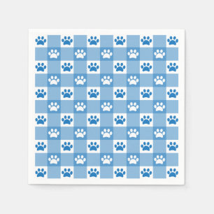 Serviette En Papier Fête champêtre à carreaux bleus avec empreintes de