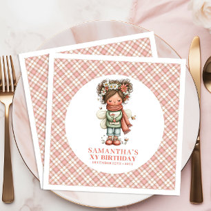 Serviette En Papier Fête charmante de 4 ans aux fleurs roses de fée