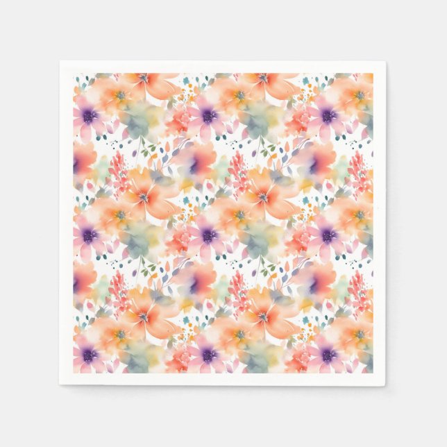 Serviette En Papier Fête colorée des fleurs Abstraites (Devant)