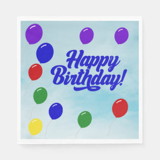 Serviette En Papier Fête colorée Joyeux anniversaire avec ballons