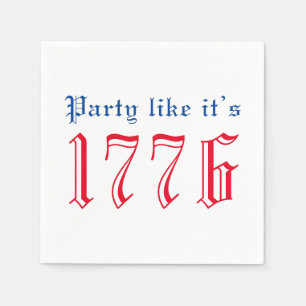 Serviette En Papier Fête comme elle est 1776 rouge & bleu vintage typo