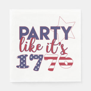 Serviette En Papier Fête comme en 1776 - American Flag Typography