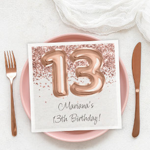 Serviette En Papier Fête d'anniversaire 13 ans Rose Gold