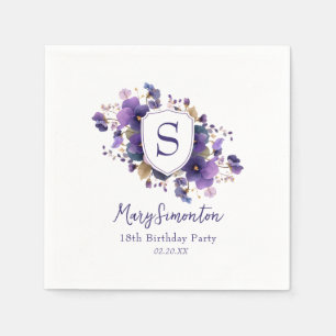 Serviette En Papier Fête d'anniversaire 18 ans Blason Monogramme Class