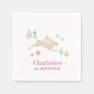 Serviette En Papier Fête d'anniversaire 1 an Lapin Animaux Mignon Sucr