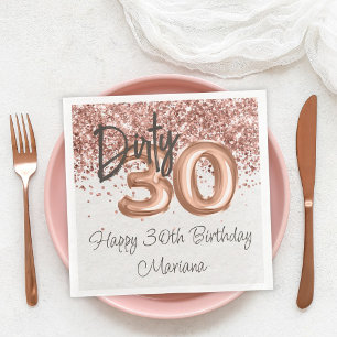 Serviette En Papier Fête d'anniversaire 30 ans Rose Gold