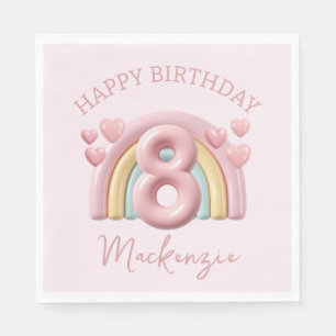 Serviette En Papier Fête d'anniversaire 3D arc-en-ciel brillant pour f