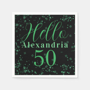 Serviette En Papier Fête d'anniversaire 50 ans Elegant Green Black Spa