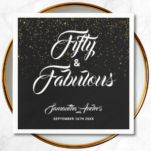 Serviette En Papier Fête d'anniversaire 50 ans et fabuleuse