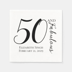 Serviette En Papier Fête d'anniversaire 50 ans et fabuleuse Noir et Bl