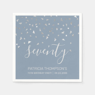 Serviette En Papier Fête d'anniversaire 70 ans Bleu poussiéreux Confet