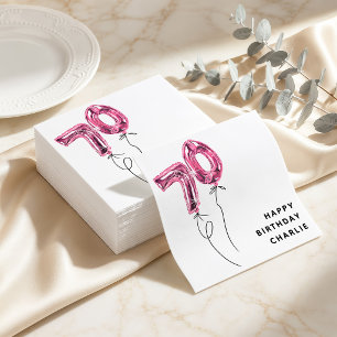 Serviette En Papier Fête d'anniversaire 70 ans Minimal Rose 70 Ballon