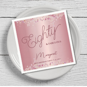 Serviette En Papier Fête d'anniversaire 80 ans Rose Gold