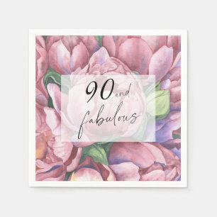 Serviette En Papier Fête d'anniversaire 90 ans Floral Vintage