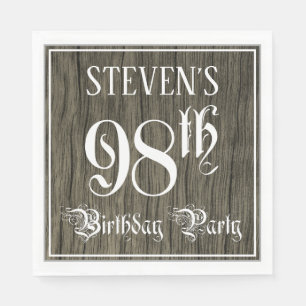 Serviette En Papier Fête d'anniversaire 98e — Script fantaisie, Fau