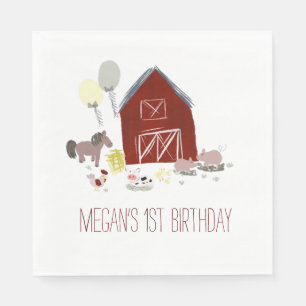 Serviette En Papier Fête d'anniversaire à la ferme de la grange Baby