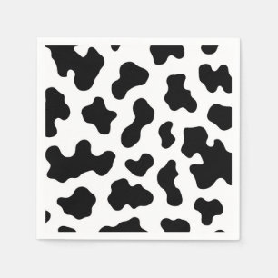 Serviette En Papier Fête d'anniversaire à motif vache noir et blanc