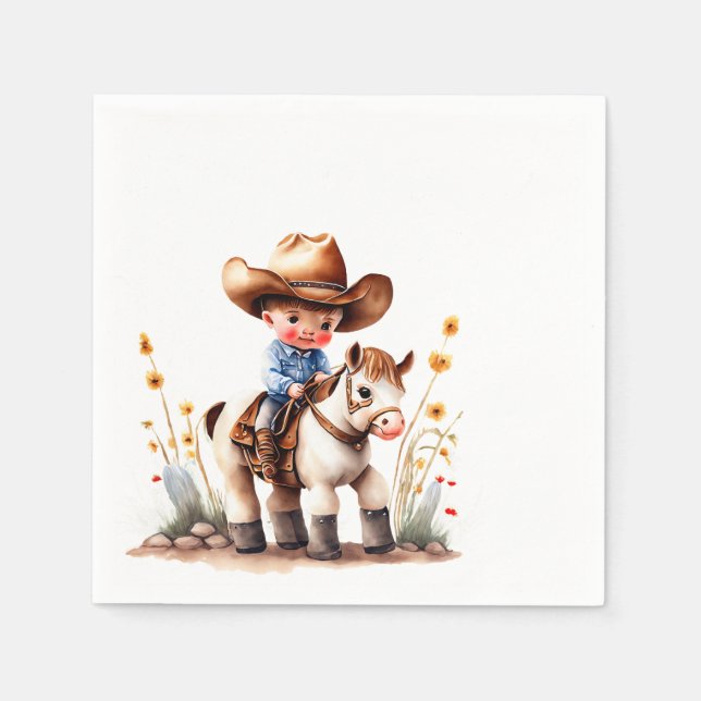 Serviette En Papier Fête d'anniversaire à thème Cowboy (Devant)