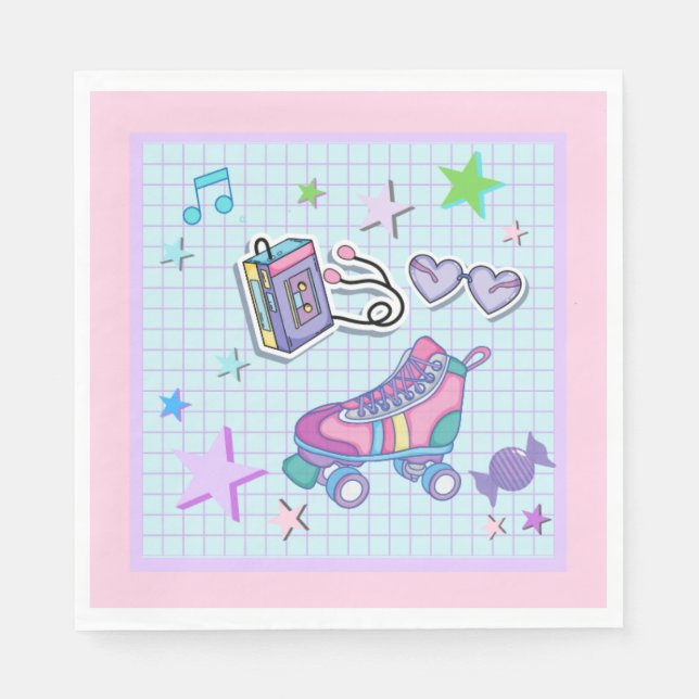 Serviette En Papier fête d'anniversaire à thème des années 80, fête du (Devant)