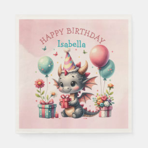 Serviette En Papier Fête d'anniversaire à thème du dragon de fille