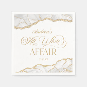 Serviette En Papier Fête d'anniversaire Affaire Tout Blanc Agate Or Bl