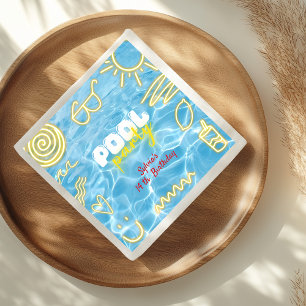 Serviette En Papier Fête d'anniversaire ambiance néon estivale piscine