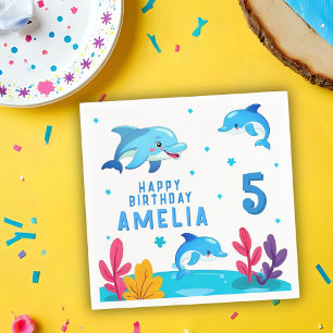 Serviette En Papier Fête d'anniversaire Animaux de mer Dauphin mignon