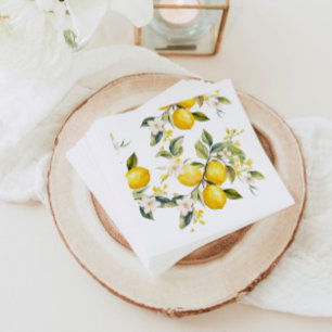Serviette En Papier Fête d'anniversaire aux citrons d'aquarelle