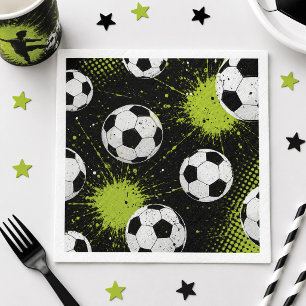 Serviette En Papier Fête d'anniversaire avec ballons de football vert 