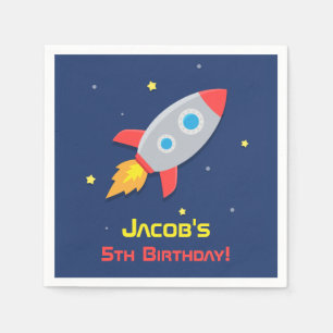 Serviette En Papier Fête d'anniversaire avec décollage de fusée dans l