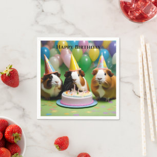 Serviette En Papier Fête d'anniversaire avec des cochons d'Inde de fêt