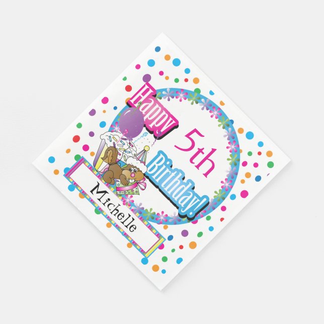 Serviette En Papier Fête d'anniversaire avec mignon écureuil en carica (Coin)