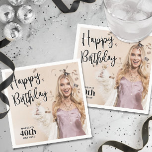 Serviette En Papier Fête d'anniversaire avec photo personnalisée