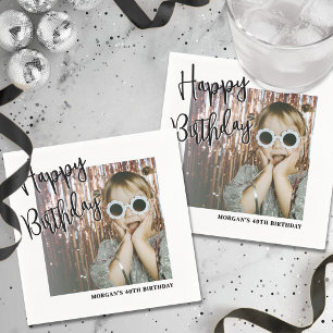 Serviette En Papier Fête d'anniversaire avec photo personnalisée
