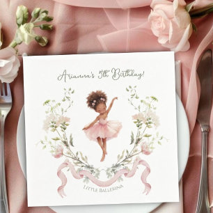 Serviette En Papier Fête d'anniversaire Ballerine aquarelle et nœud ro