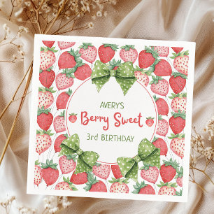 Serviette En Papier Fête d'anniversaire Berry Sweet 3 ans à la fraise