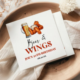 Serviette En Papier Fête d'anniversaire bière et ailes