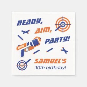 Serviette En Papier Fête d'anniversaire Blue, Orange Dart War, Tout âg