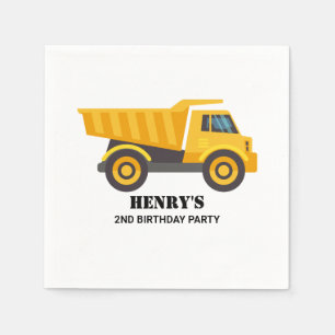 Serviette En Papier Fête d'anniversaire Camion à benne Véhicule de con