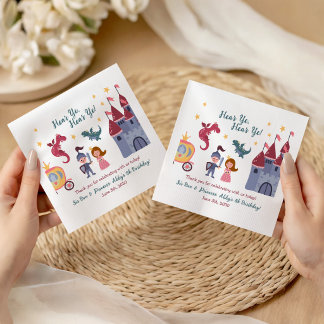 Serviette En Papier Fête d'anniversaire Chevalier & Princesse, Dragon,
