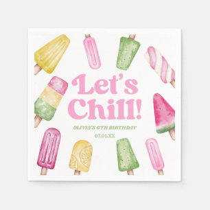 Serviette En Papier Fête d'anniversaire Chill Pink Retro Popsicle