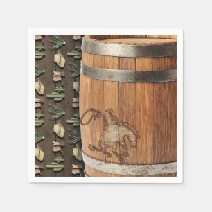 Serviette En Papier Fête d'anniversaire Cowboy Western Rodeo Tonneau e