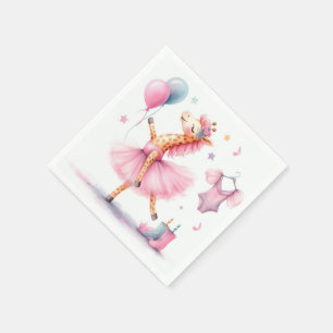 Serviette En Papier Fête d'anniversaire Dancing Pink Giraffe