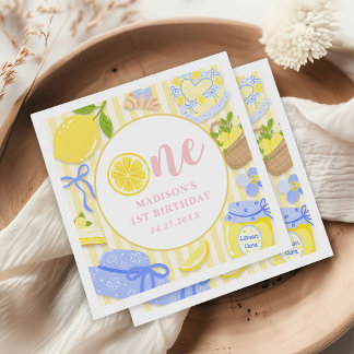 Serviette En Papier Fête d'anniversaire de 1 an Lemon Citrus Summer Le