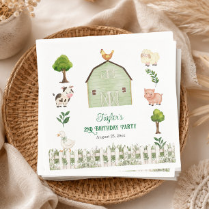 Serviette En Papier Fête d'anniversaire de 2 ans de la ferme aux anima