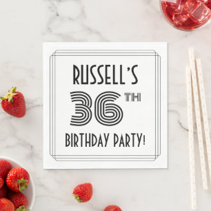 Serviette En Papier Fête d'anniversaire de 36 ans inspirée de l'Art Dé