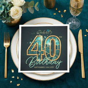 Serviette En Papier Fête d'anniversaire de 40 ans en mosaïque d'agate 