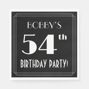 Serviette En Papier Fête d'anniversaire de 54 ans au look Art déco ave
