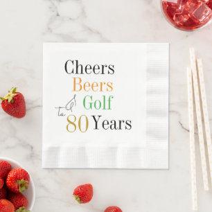 Serviette En Papier Fête d'anniversaire de 80 ans Cheers Beers Golf